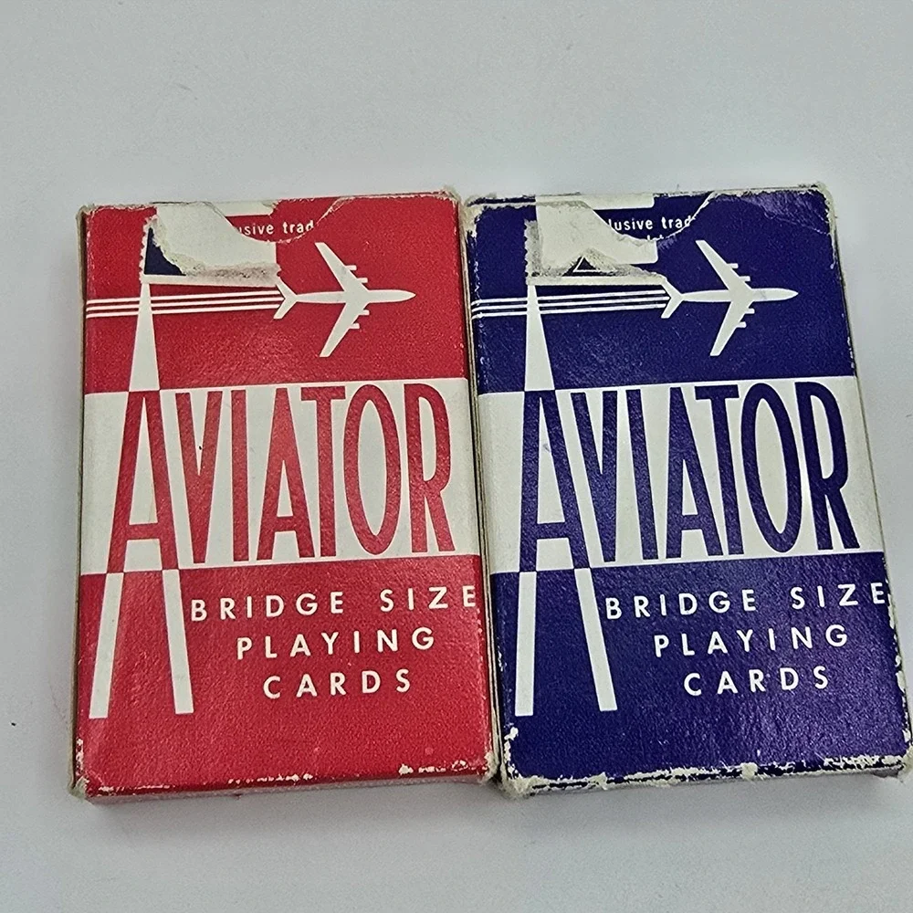 Vintage AVIATOR Lot Of 2  Deck PLAYING CARDS, Complete,‎ Made in USA
